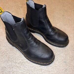 Dr. Martens Black Leather Steel Toe Chelsea Boots